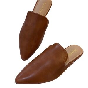 TILOCOW Women Brown Pointed Toe Mules Slip On Flats‎ Shoes Size 7